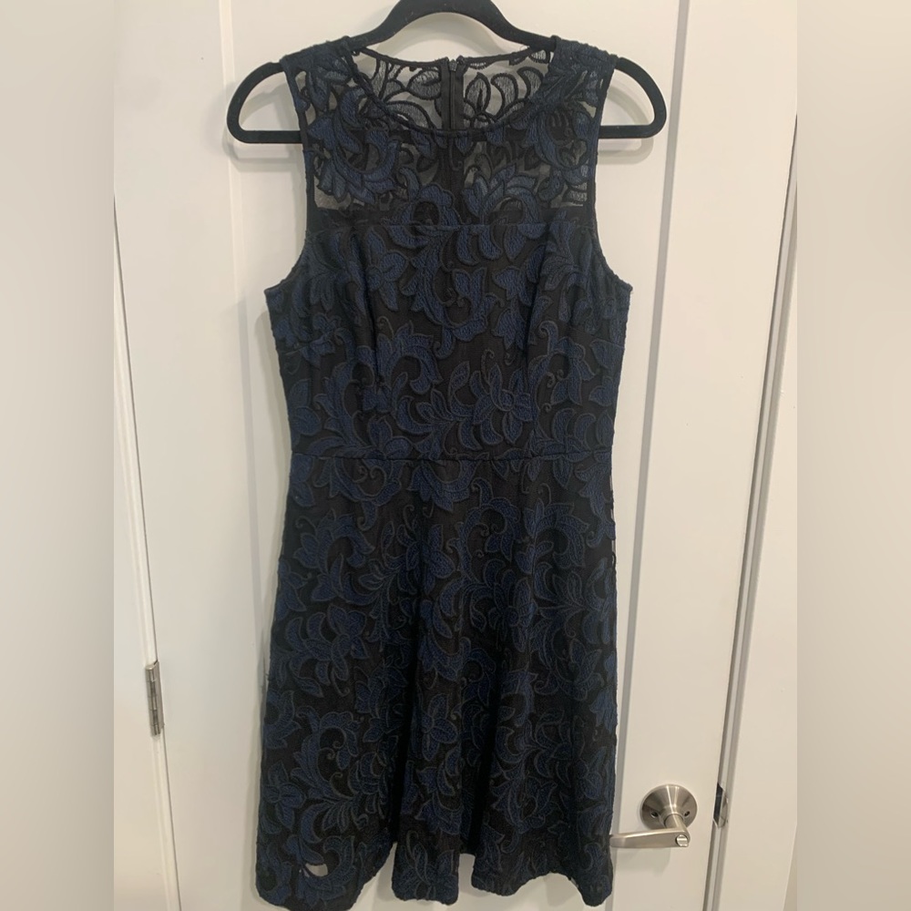 Blue & black lace cocktail dress